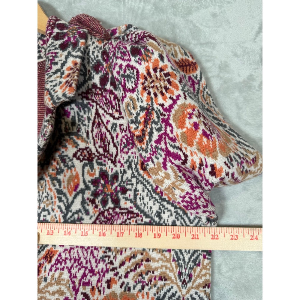 J. Jill Cardigan Sweater Jacket Medium Fall Colors Paisley Knit Blazer - Picture 6 of 12